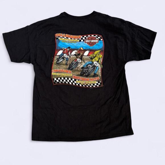 Harley Davidson 2XL black and multi-coloured biker racing tee #bikerlife - Picture 1 of 6